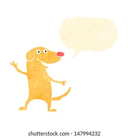 retro cartoon dog with speech bubble