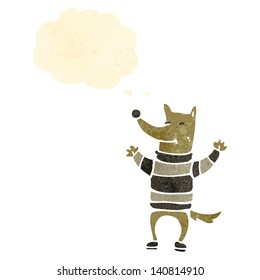 retro cartoon dog with thought bubble