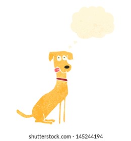 retro cartoon dog with thought bubble