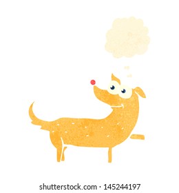 retro cartoon dog with thought bubble