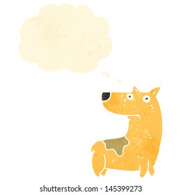 retro cartoon dog with thought bubble