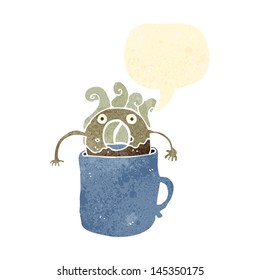 Retro-Cartoon-Donau in Kaffeetasse