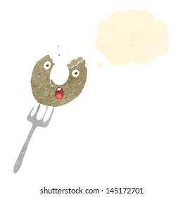 retro cartoon donut on fork