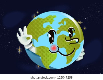 Retro Cartoon Earth