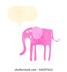 elefante de dibujos animados retro con burbuja de habla