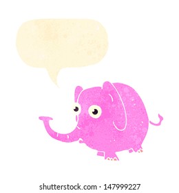 elefante de dibujos animados retro con burbuja de habla