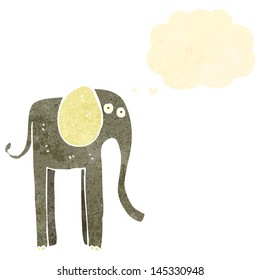 elefante de dibujos animados retro con burbuja de pensamiento