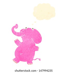 Retro-Cartoon-Elefant mit Denkblase