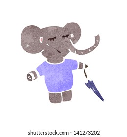 retro cartoon elephant with umbrella