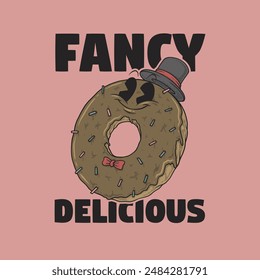 retro cartoon emblem of fancy chocolate donut