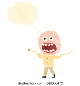 retro cartoon escaped madman with thought bubble