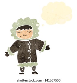 retro cartoon eskimo with thought bubble