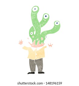 retro cartoon exploding monster man