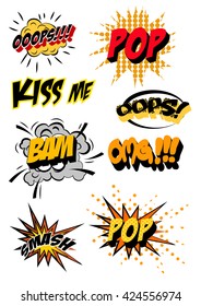 retro cartoon explosion pop art comic set. Vector