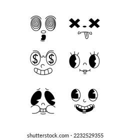 Retro cartoon faces character design