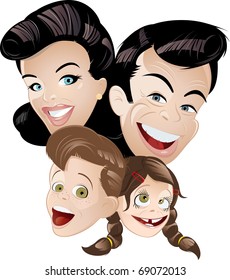 retro cartoon family