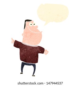 retro cartoon fat man with speech bubble