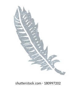Retro cartoon feather. Vector illustration on white background.