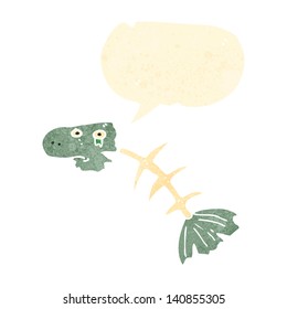 retro cartoon fish bones