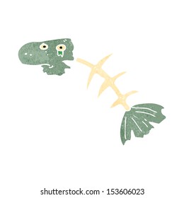 huesos de peces de dibujos animados retro