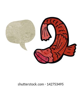 retro cartoon fish with speech bubble