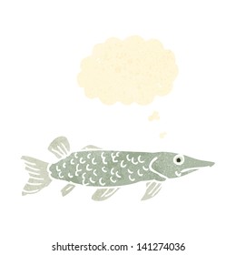 retro cartoon fish with thought bubble