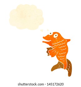 retro cartoon fish with thought bubble