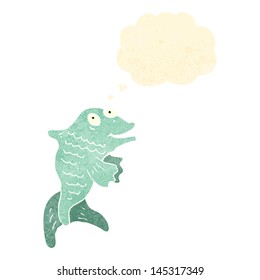 retro cartoon fish with thought bubble