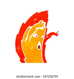 retro cartoon flame character