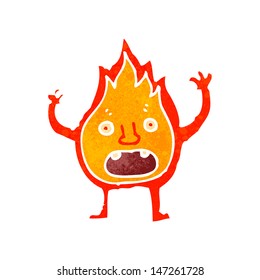 retro cartoon flame character
