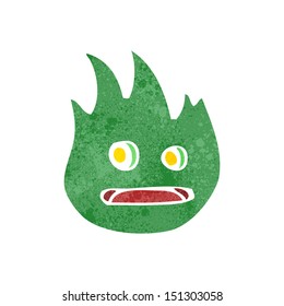 retro cartoon flame character
