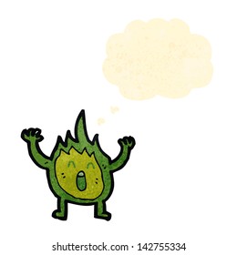 retro cartoon flame with thought bubble