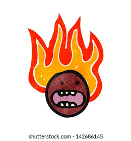 retro cartoon flaming emoticon face