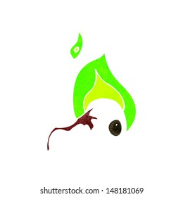 retro cartoon flaming eyeball