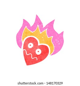 retro cartoon flaming pink heart