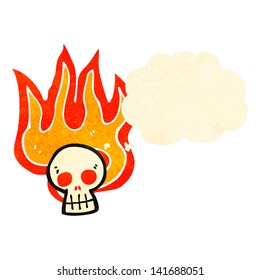 retro cartoon flaming skull