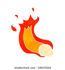 retro cartoon flaming skull