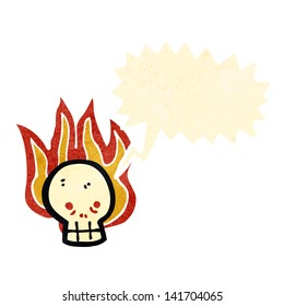retro cartoon flaming skull symbol