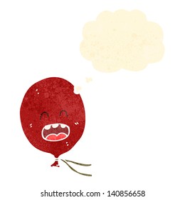 retro cartoon floating balloon with thought bubble