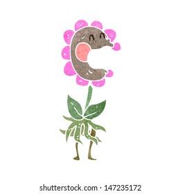 retro cartoon flower character