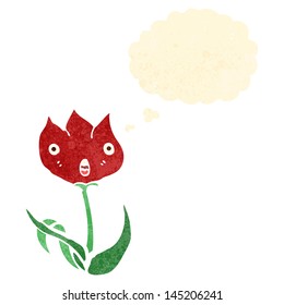 retro cartoon flower with face