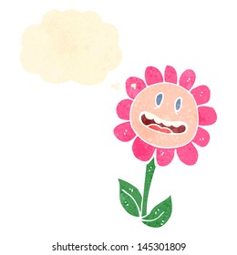 flor de dibujos animados retro con cara