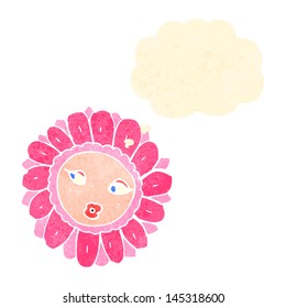 retro cartoon flower with face