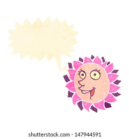 cara de flor de dibujos animados retro