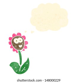 retro cartoon flower with face