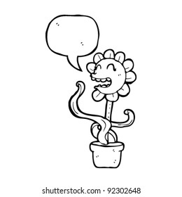 retro cartoon flower with speech bubble