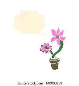 retro cartoon flowers with thought bubble