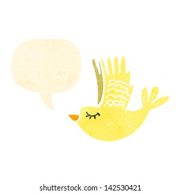 retro cartoon flying bird