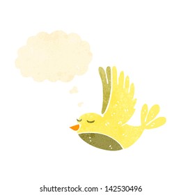 retro cartoon flying bird