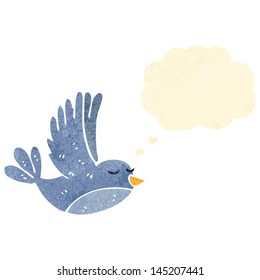 retro cartoon flying bird